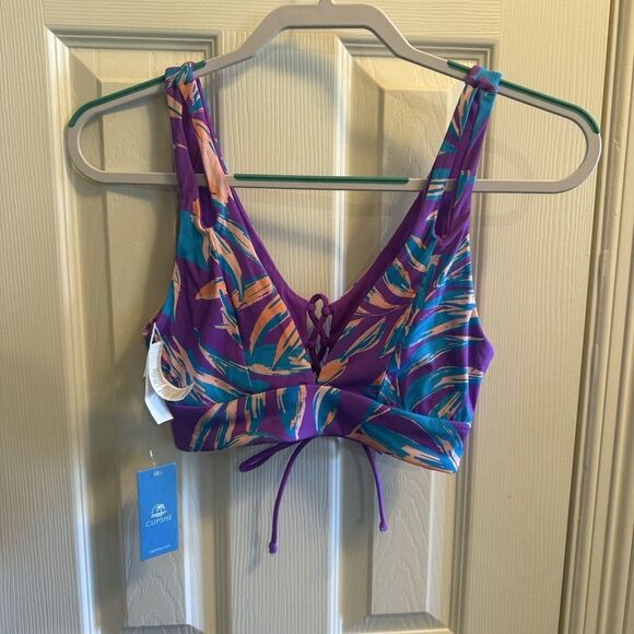 Cupshe Purple and Blue Tropical Bikini Top - Picture 2 of 7